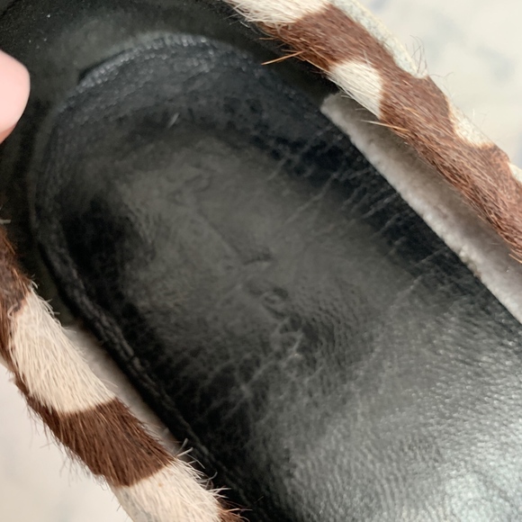 Boden Pony hair White & Brown Spotted Moccasins 9 - Picture 6 of 8